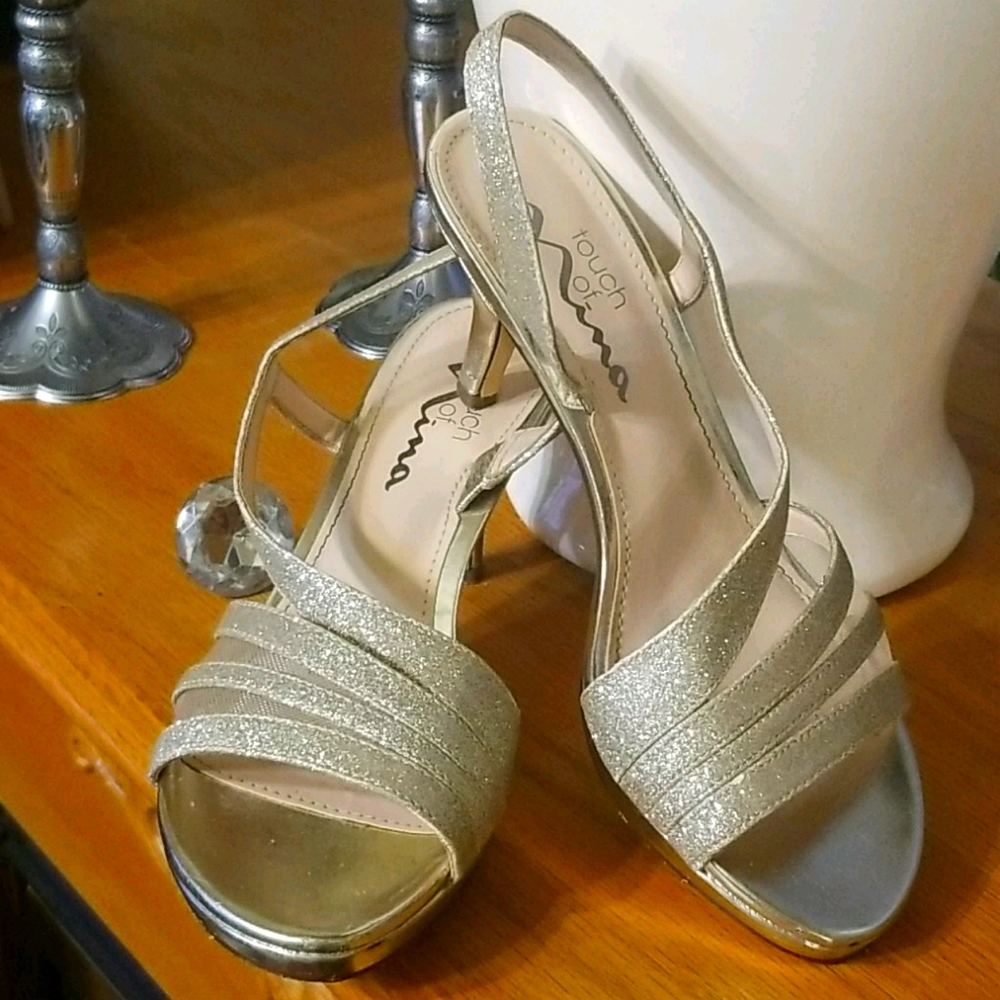 Gold Glitter Nina sling back heels